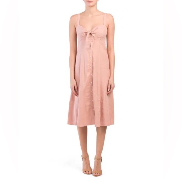 Splendid sandy pink button front sweetheart midi dress - Picture 1 of 6